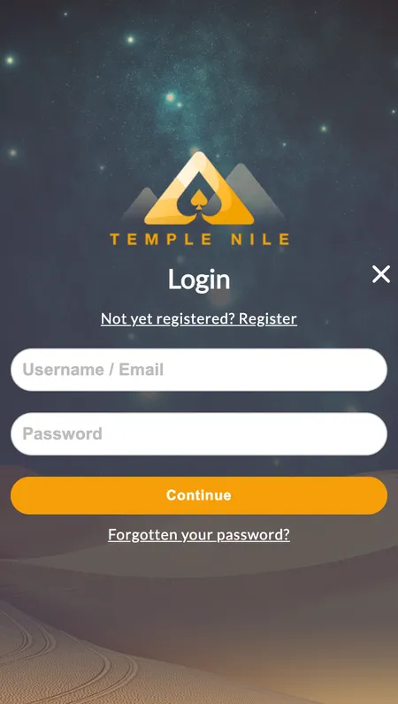Temple Nile casino lobby navigation